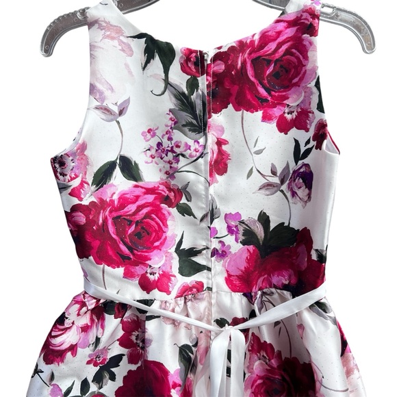 Rare Editions Girls Ivory Floral High-low hem Dress. - Picture 6 of 10